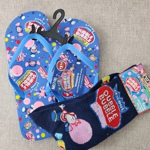 Dubble Bubble Flip Flops and Socks Set